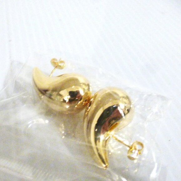 .925 TEARDROP Earrings Gold Tone w/ .925 Posts & Gift Pouch Stocking Stuffer - Picture 2 of 8